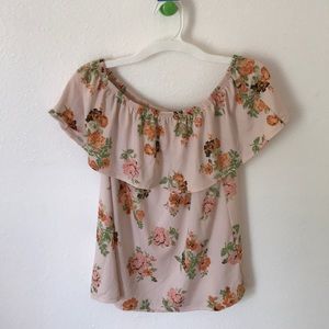 Slikey Pink - Flower Off the shoulder shirt